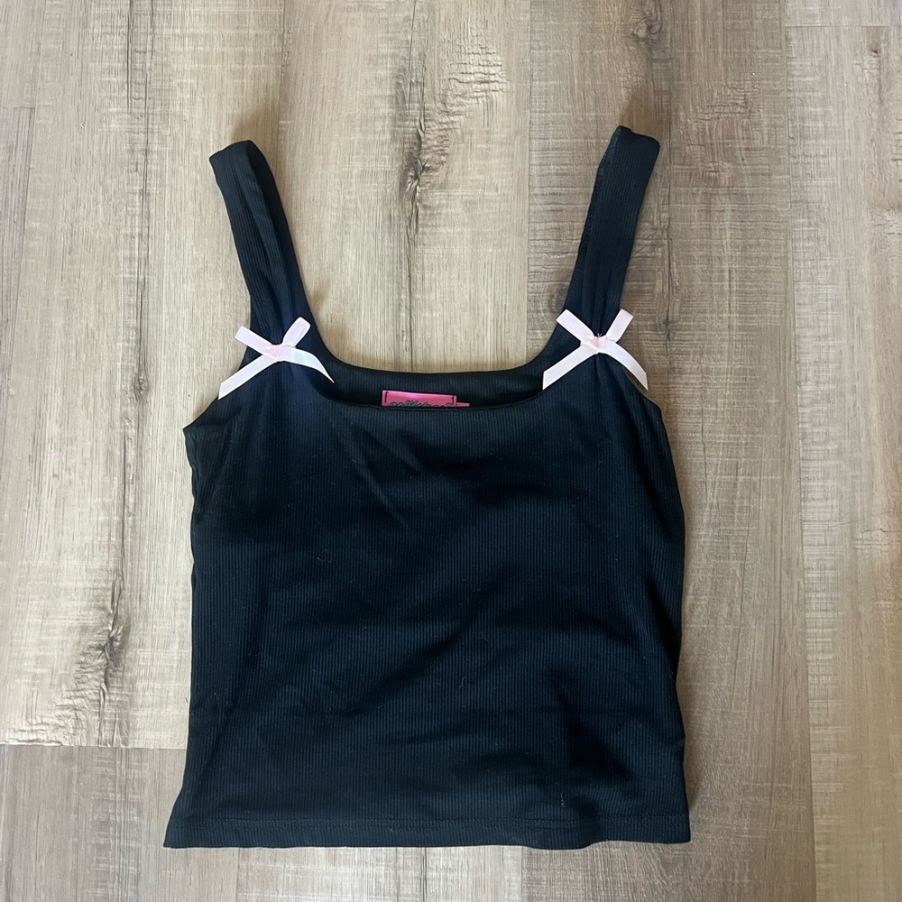 Edikted Black Tank Top with Bows